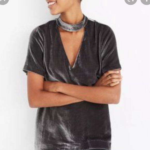 Madewell Tops - Madewell Velvet Choker Top in gunmetal